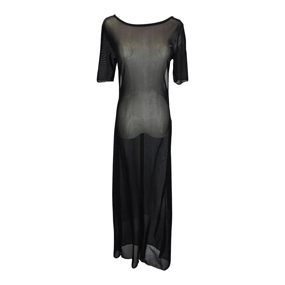 Shein Sheer Black Maxi with Back Cut-Out - Channel Your Inner Mysterious Diva/XL